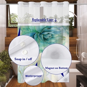 Détails du rideau de douche imperméable avec doublure amovible et aimants de lestage