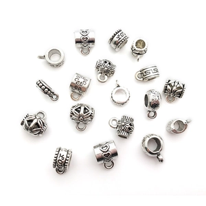 Assortiment de perles de bijoux DIY en argent antique avec cœur et gravures LOVE