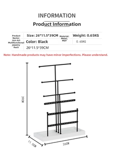 6-tier jewelry organizer stand dimensions 26x11.5x39cm with black metal and white base