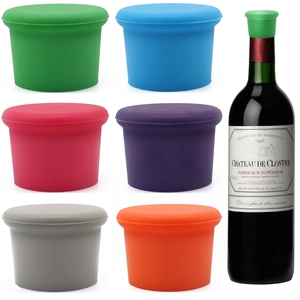 Set of 6 colorful food-grade silicone wine bottle stoppers for leak-proof freshness