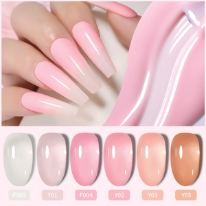 Transparentes Jelly-Gel-Nagellack-Set mit 6 Nude- und Rosatönen für French-Maniküre