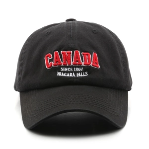 Outdoor washed cotton baseball cap with red Canada embroidery and Niagara Falls lettering