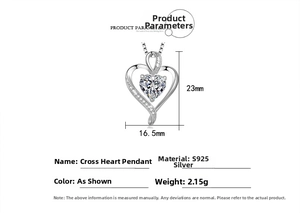 Detailed view of S925 sterling silver interlocking heart pendant with sparkling zircons