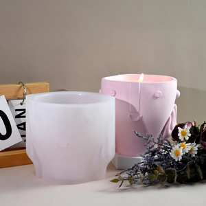 Face relief silicone mold for DIY flower pots and scented candles with finished candle