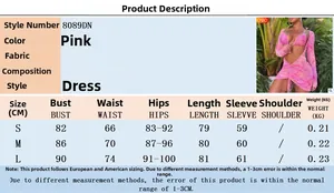 Pink hollow-out crop top and skirt set with size chart in milk silk fabric