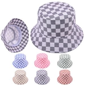 Chapeau Bob En Coton À Damier Bord Large Protection Solaire Mode Hip Hop Unisexe Plage Été