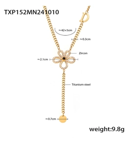 Detailed size specifications of 18k gold plated flower necklace with zircon inlays