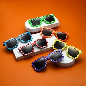Pixel Mosaic Sunglasses Plastic Checkerboard Frame Novelty Party Glasses For Cosplay Photo Props Unisex