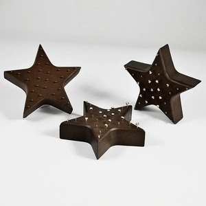 Star-shaped dark wood earring display stands showing multiple angles for jewelry display