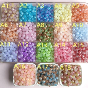 8mm gradient glass beads for DIY jewelry making in a multi-grid storage organizer