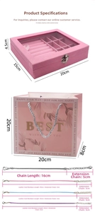 Pink jewelry gift set with velvet box, floral bag and various necklace chains