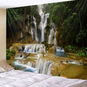 Nature forest waterfall landscape wall tapestry for bedroom and living room decor