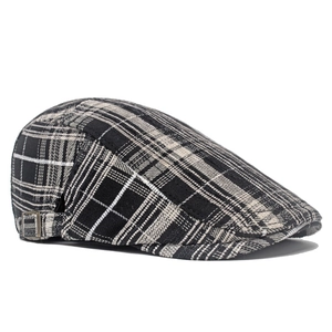 Casquette plate à carreaux classique avec doublure polaire et boucle de réglage