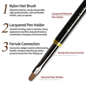 Professional nail art brush set with premium nylon bristles and black lacquered handles