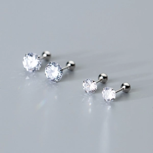 S925 Sterlingsilber Ohrstecker Für Damen Mädchen Schraubverschluss Runde Strass Ohrringe Schmuck Geschenk Gold Silber Roségold