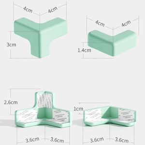 Specifiche dettagliate delle dimensioni per paraspigoli in silicone verde chiaro con misure