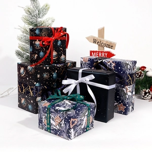 Rouleau De Papier Cadeau De Noël Imperméable Papier Kraft Couché Motif Maison De Neige Ciel Étoilé Emballage De Cadeau De Fête