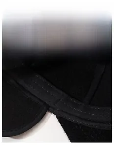 Detail of widened sweatband on winter baseball cap with breathable polyester fabric