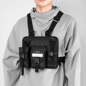 Tactical chest bag with fashion sport label, reflective strip and adjustable buckles