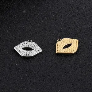 Fashion Stainless Steel Lips Pendant Hip Hop Style Dotted Texture Hollow Design DIY Jewelry Making Accessory Charm