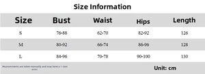 Size guide table for one-shoulder bodycon dress with bust, waist, and hip measurements