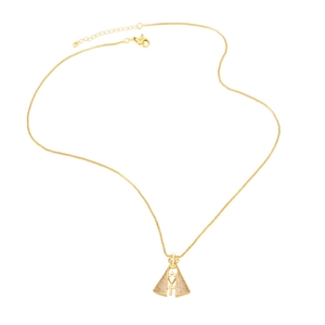 Golden religious Virgin Mary pendant necklace with sparkling rhinestones on box chain