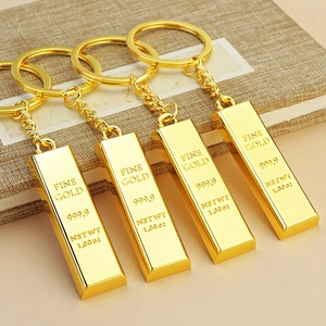Creative Gold Bar Shaped Keychain Zinc Alloy Metal Novelty Bullion Key Ring For Business Promotional Gift Souvenir
