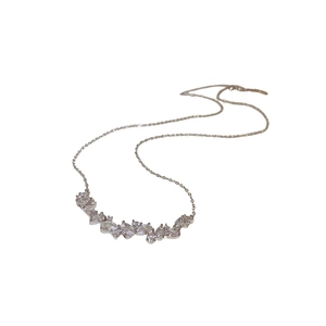 Minimalist silver chain necklace with marquise and teardrop cubic zirconia stones