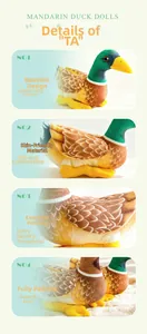 Detailed close-up of mandarin duck plush toy showing soft fabric and realistic print
