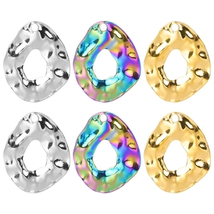 Irregular Wave Geometric Pendant Necklace Stainless Steel Hammered Texture Niche Minimalist Charm Jewelry For Women