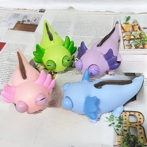 Funny squeeze pop-eye salamander stress relief toys in green, pink, purple and blue