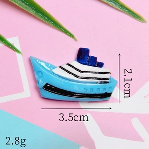 Detailed view of nautical boat resin charm with size 3.5cm x 2.1cm for DIY crafts