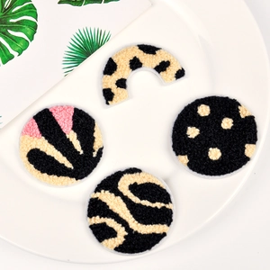 Animal print chenille patches including leopard and zebra patterns for clothing DIY