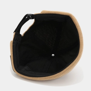 Bonnet docker en velours côtelé kaki sans bord avec sangle réglable et doublure noire