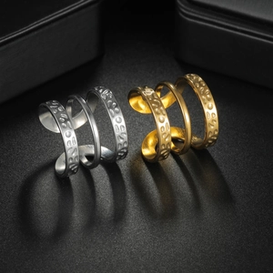 Irregular geometric 18K gold and silver plated stainless steel rings with hammered texture
