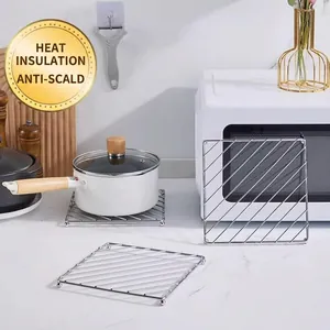 Square stainless steel heat resistant trivet rack for kitchen countertops and hot pots