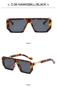 Close-up of retro square tortoiseshell sunglasses showing frontal and side views