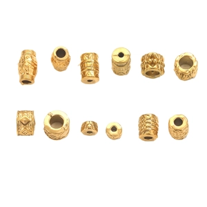 Golden stainless steel mantra beads and buddha head charms for DIY jewelry making