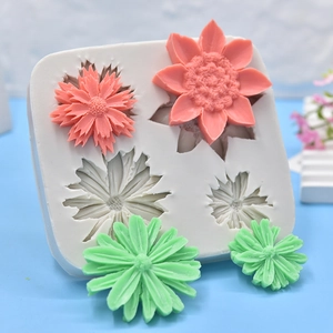 Daisy shaped silicone mold for DIY candles and soaps with floral pattern cavities