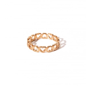 Macro shot of rose gold heart cutout ring made of durable stainless steel