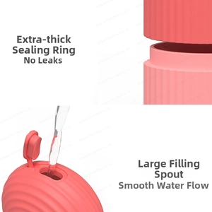 Detail of pink silicone face ice roller featuring screw cap and large water inlet