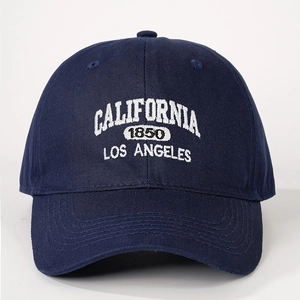 Vintage navy blue California embroidery baseball cap with adjustable strap for women and men