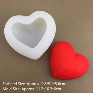 3D heart silicone mold for handmade soap and candle making with finished red heart sample
