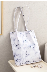 Bolso tote grande de pana con diseño de mármol, bolso de hombro informal para mujer elegante.
