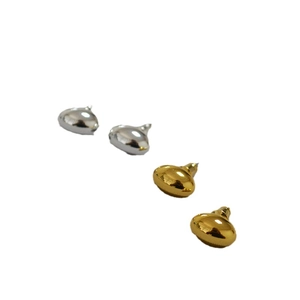 Minimalist bean-shaped stud earrings in polished gold and silver mirror finish