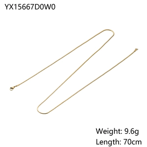 Golden stainless steel snake chain necklace 70cm long with secure lobster clasp