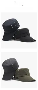 Detail view of quick-dry cadet caps in navy, black, grey, and olive with metal eyelets