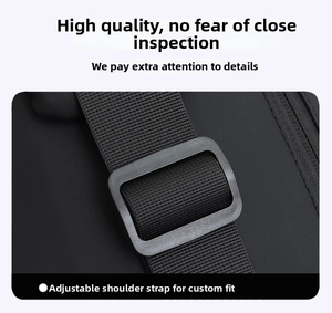 Detailed close-up of adjustable high-density nylon shoulder strap and plastic buckle