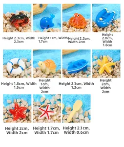 Macro view of ocean resin miniatures with detailed dimensions of sea stars and whales
