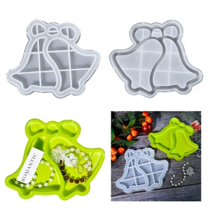 Weihnachtsglocke Tablett Silikonform DIY Harz Guss Schale Schmuck Aufbewahrungsplatte Schleife Bastelbedarf Festlich